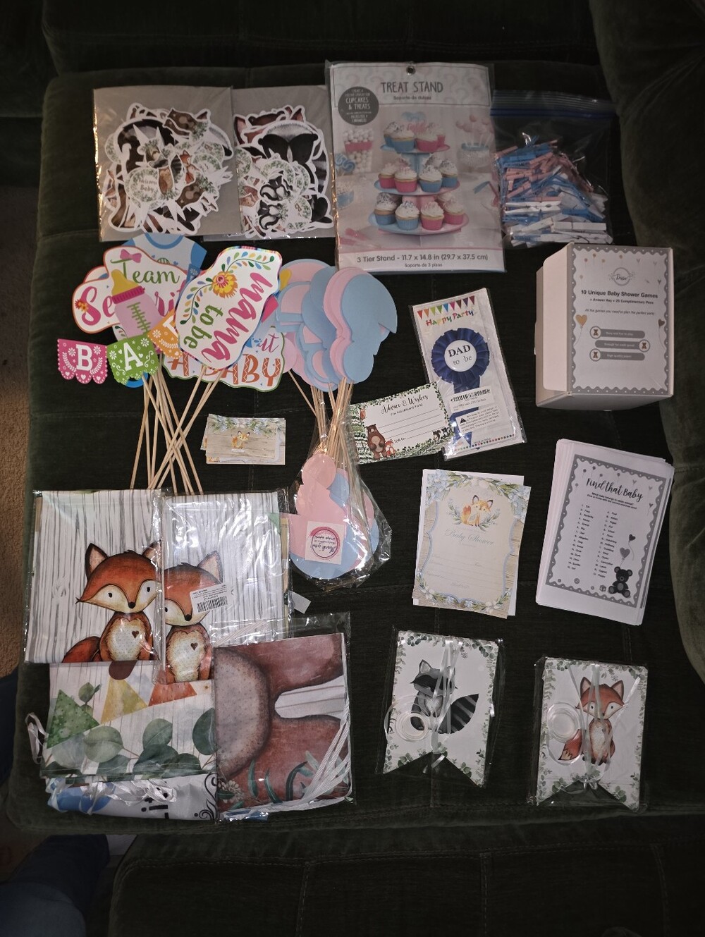 Baby Shower & Gender Reveal Party Supplies Bundle Unisex Woodland Theme